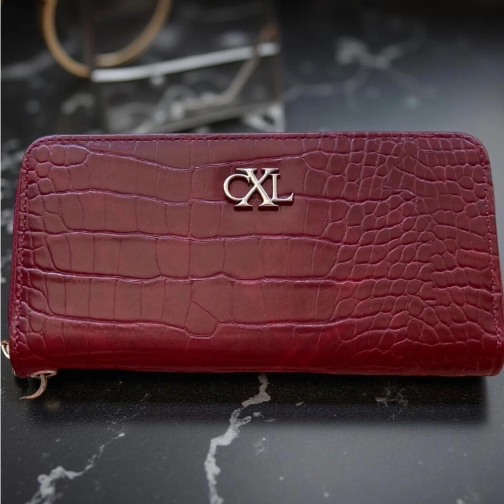 CXL by Christian Lacroix Kara Croco Zip Wristlet Wallet Red NWT Classic